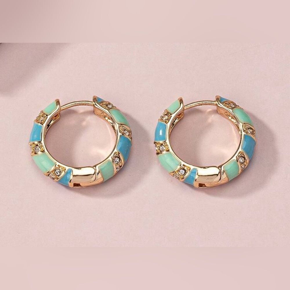 Blue hoop earrings N561